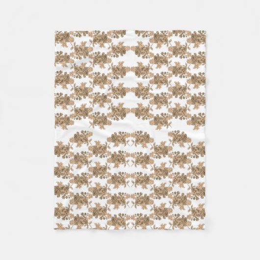 Couverture Polaire un arrière - plan blanc avec des fleurs marron (Devant)