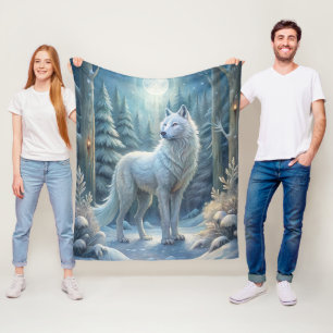 Couverture Polaire Un Beau Loup Blanc