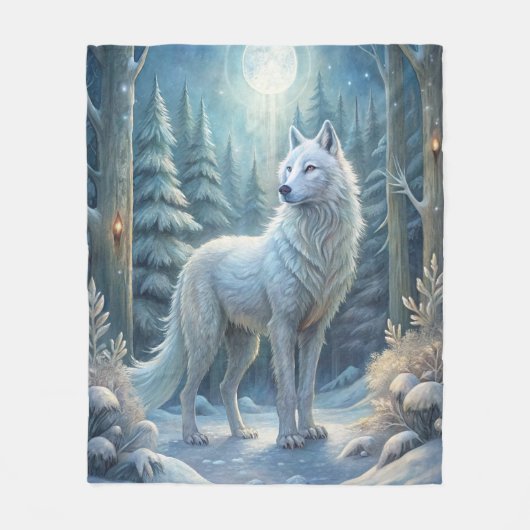 Couverture Polaire Un Beau Loup Blanc (Devant)