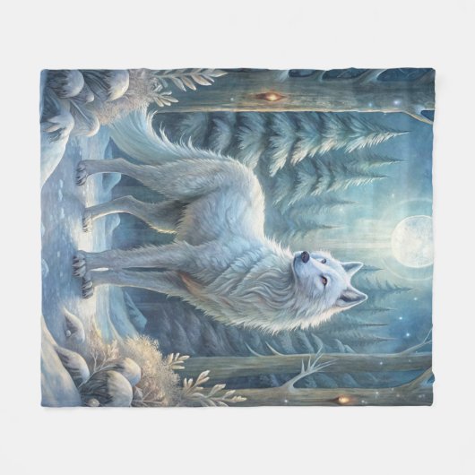 Couverture Polaire Un Beau Loup Blanc (Devant (Horizontal))