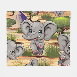 Couverture Polaire Un bébé éléphant qui sonne heureux dans la savane