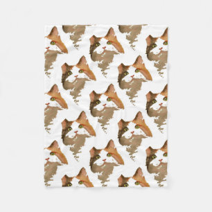 Couverture Polaire Un chat Calico Vert Portrait Artistique