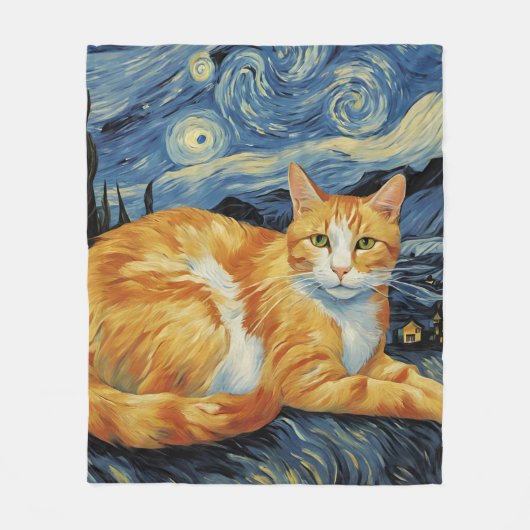 Couverture Polaire Un chat dans la nuit étoilée (Devant)
