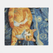 Couverture Polaire Un chat dans la nuit étoilée (Devant (Horizontal))