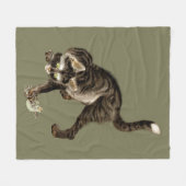 Couverture Polaire Un chat japonais attrape une grenouille (Devant (Horizontal))