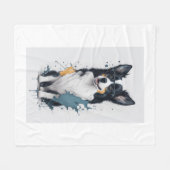 Couverture Polaire Un chien mignon Bordure Collie (Devant (Horizontal))