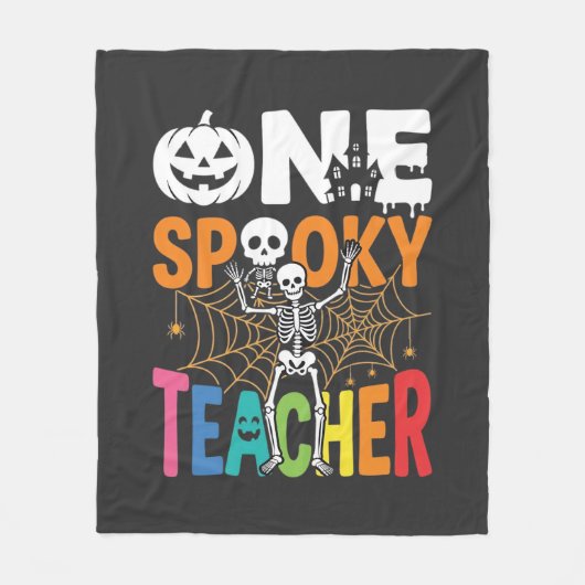 Couverture Polaire Un design Halloween d'enseignant effrayant_1 (Devant)