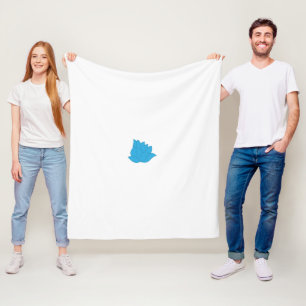 Couverture Polaire un dessin d'une fleur bleue sur fond blanc