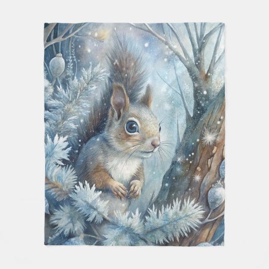 Couverture Polaire Un écureuil en hiver (Devant)
