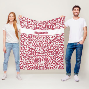 Couverture Polaire Un Empreinte de léopard rouge et blanc branché ave