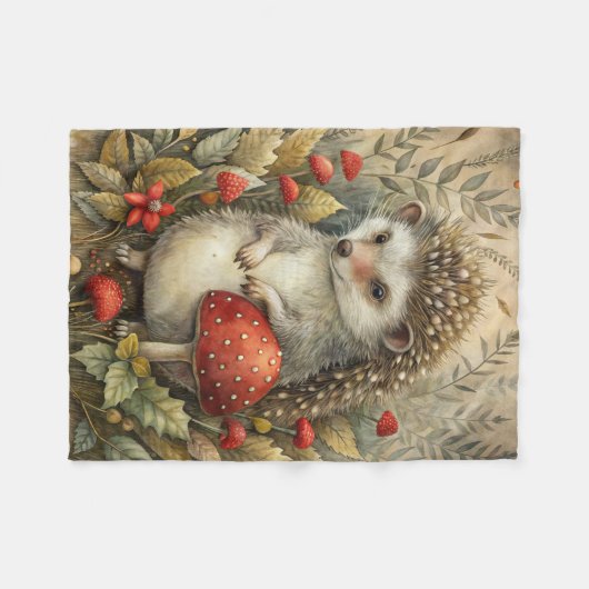 Couverture Polaire Un joli hérisson en forêt (Devant (Horizontal))