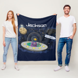 Couverture Polaire Un joli poisson heureux dans l'espace dessin animé