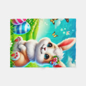 Couverture Polaire Un lapin heureux (Devant (Horizontal))