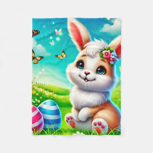 Couverture Polaire Un lapin heureux (Devant)