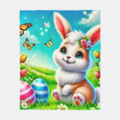 Couverture Polaire Un lapin heureux (Devant)