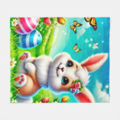 Couverture Polaire Un lapin heureux (Devant (Horizontal))