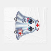 Couverture Polaire Un mignon fantôme d'Halloween en uniforme d'infirm (Devant (Horizontal))