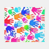 Couverture Polaire Un monde de mains en couleur (Devant (Horizontal))