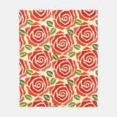 Couverture Polaire Un motif de grand rose rouge vert et blanc chic (Devant)