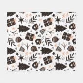 Couverture Polaire Un Motif de Noël noir et blanc (Devant (Horizontal))