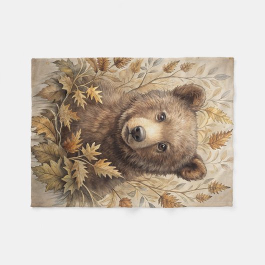 Couverture Polaire Un ours mignon en forêt (Devant (Horizontal))