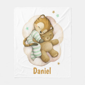Couverture Polaire Un petit tigre mignon dormant sur un nuage