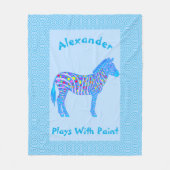 Couverture Polaire Un zèbre de bleu pointille des jeux de rayures (Devant)