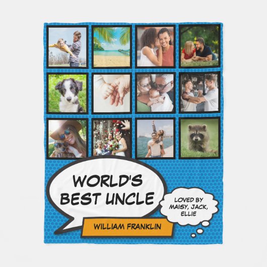 Couverture Polaire Uncle Fun Cool Modern Comic Photo Collage (Devant)