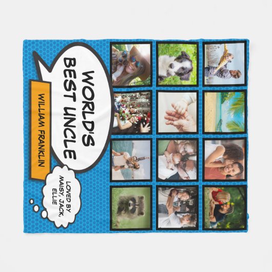 Couverture Polaire Uncle Fun Cool Modern Comic Photo Collage (Devant (Horizontal))