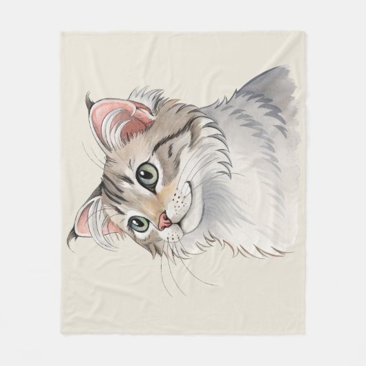 Couverture Polaire Une aquarelle American Curl, chat (Devant)