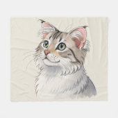 Couverture Polaire Une aquarelle American Curl, chat (Devant (Horizontal))