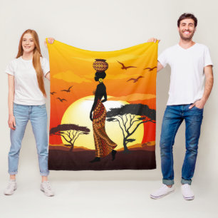 Couverture Polaire Une belle femme africaine Silhouette sur les solei
