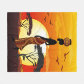 Couverture Polaire Une belle femme africaine Silhouette sur les solei (Devant (Horizontal))