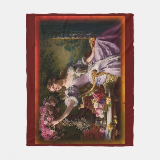 Couverture Polaire Une Dame En Robe Lilac Avec Fleurs (Devant)