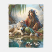 Couverture Polaire Une fille amérindienne passe un moment avec son lo (Devant)