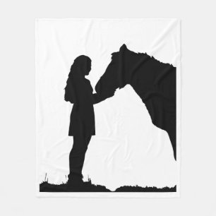 Couverture Polaire Une fille et son cheval amour Personnaliser couleu