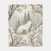 Couverture Polaire Une forêt d'hiver paisible avec des loups blancs (Devant)