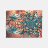 Couverture Polaire : Une fusion de Mandalas, Feathers et Dreamcatcher (Devant (Horizontal))