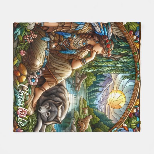 Couverture Polaire Une Indienne autochtone repose paisiblement avec u (Devant (Horizontal))