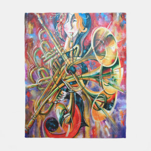Couverture Polaire Une peinture à l'huile sur toile. Musique, la fill
