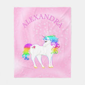 Couverture Polaire Unicorn arc-en-ciel magique rose mignon Customisé (Devant)