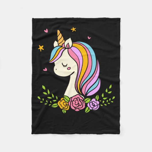 Couverture Polaire Unicorn Cute Whimsical Girly D Name (Devant)
