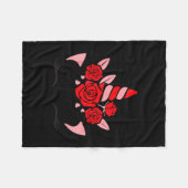 Couverture Polaire Unicorn Face Eyelashes Smile Flowers St. Valentine (Devant (Horizontal))