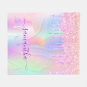 Couverture Polaire Unicorn goutte rose holographique fille (Devant (Horizontal))