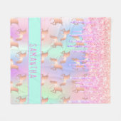Couverture Polaire Unicorn parties scintillant goutte arc-en-ciel ros (Devant (Horizontal))