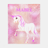 Couverture Polaire Unicorn Parties scintillant Magique rose mignon pe (Devant)