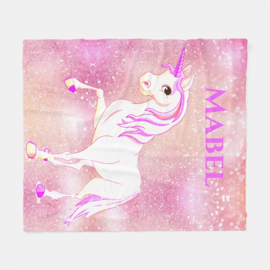 Couverture Polaire Unicorn Parties scintillant Magique rose mignon pe (Devant (Horizontal))