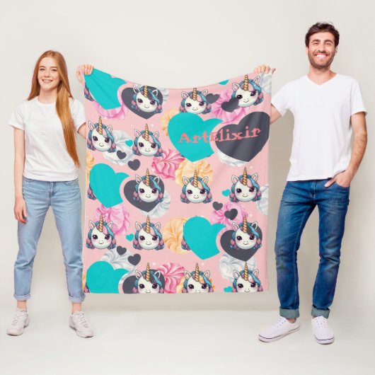 Couverture Polaire Unicorn Pastel Heart Print (En situation)