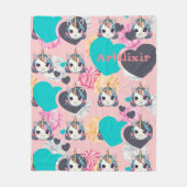 Couverture Polaire Unicorn Pastel Heart Print (Devant)