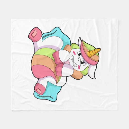 Couverture Polaire Unicorn shy with Pillow (Devant (Horizontal))